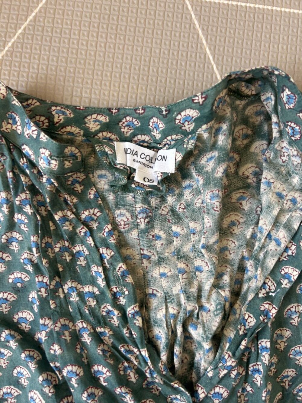 Emerson Fry OS India Collection - mandarin collar top - juniper - Picture 4 of 5